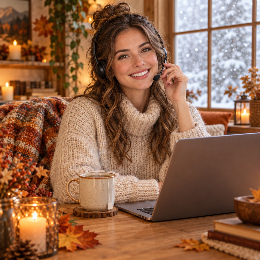 Assistenza clienti con atmosfera autunno-inverno